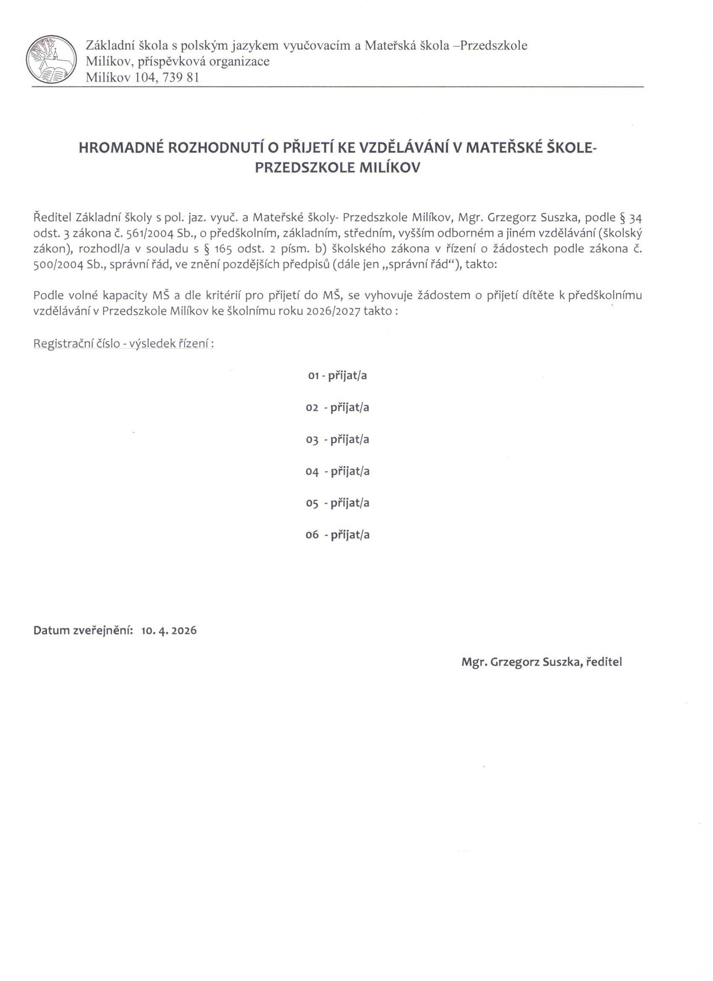 Decyzja po zapisach prz